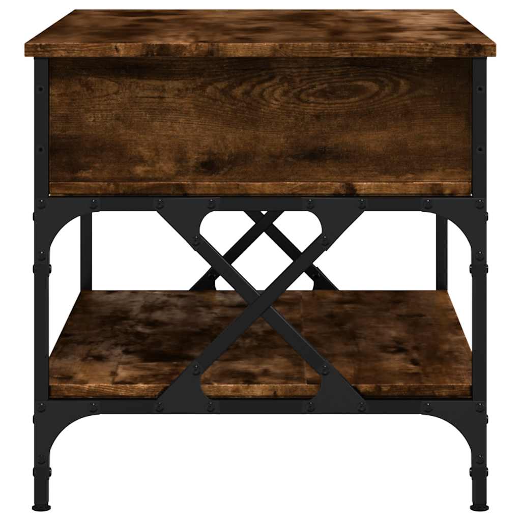 vidaXL Τραπεζάκι Σαλονιού Καπνιστή Δρυς 70x50x50 εκ. Επ. Ξύλο&Μέταλλο