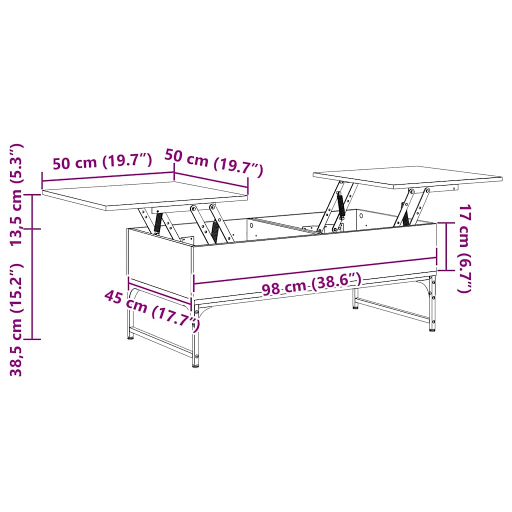 vidaXL Τραπεζάκι Σαλονιού Γκρι Sonoma 100x50x40 εκ. Επ. Ξύλο & Μέταλλο