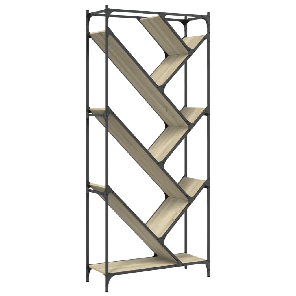 vidaXL Βιβλιοθήκη Sonoma Δρυς 79x30x180 εκ. Επεξεργ. Ξύλο & Μέταλλο