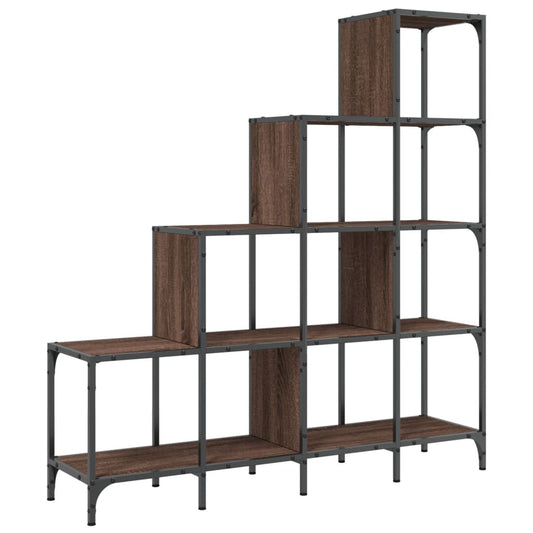vidaXL Βιβλιοθήκη Καφέ Δρυς 122x30x132 εκ. Επεξεργ. Ξύλο & Μέταλλο