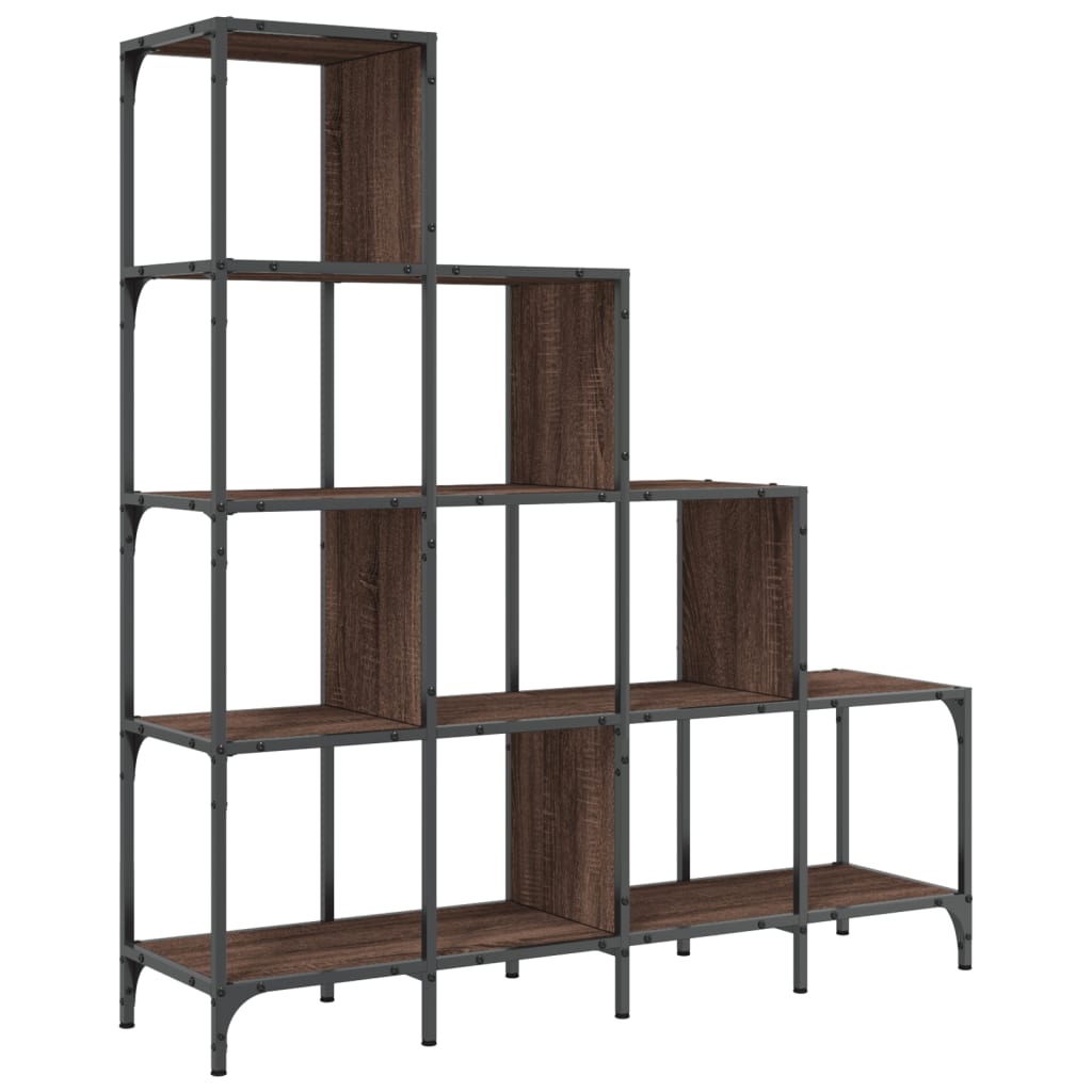 vidaXL Βιβλιοθήκη Καφέ Δρυς 122x30x132 εκ. Επεξεργ. Ξύλο & Μέταλλο