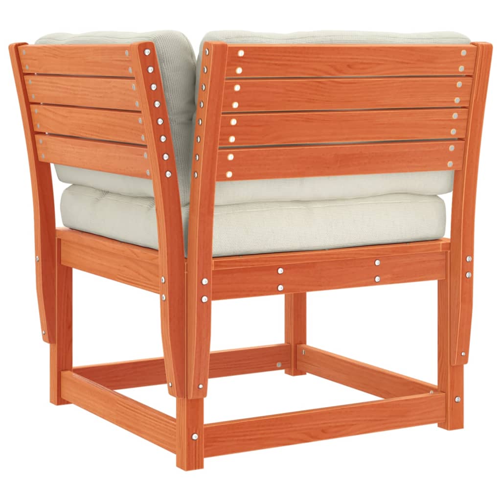 vidaXL Σαλόνι Κήπου Σετ 4 Τεμαχίων Καφέ Μασίφ Ξύλο Πεύκου με Μαξιλάρια