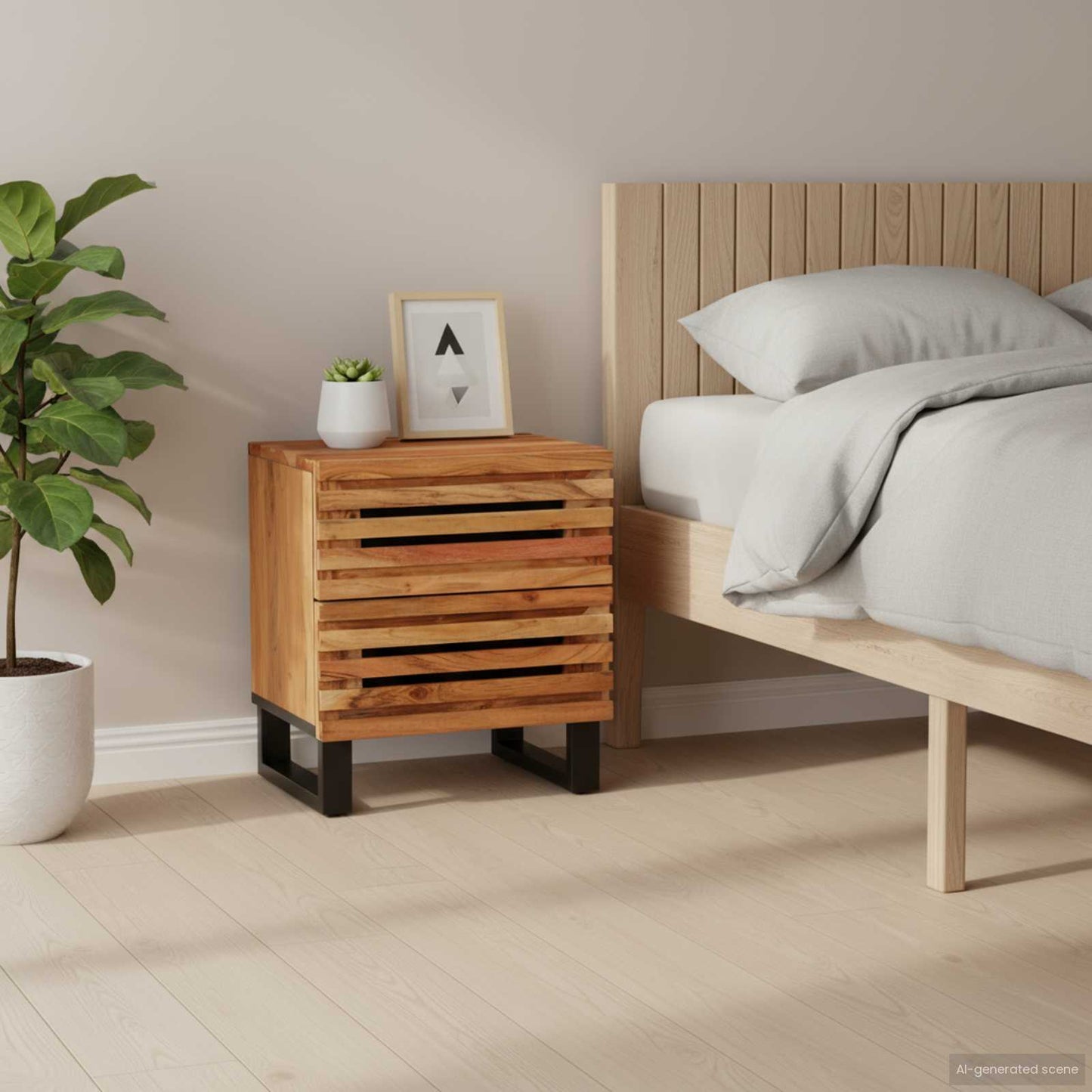 vidaXL Κομοδίνα 2 τεμ. 40 x 34 x 46 εκ. από Μασίφ Ξύλο Ακακίας