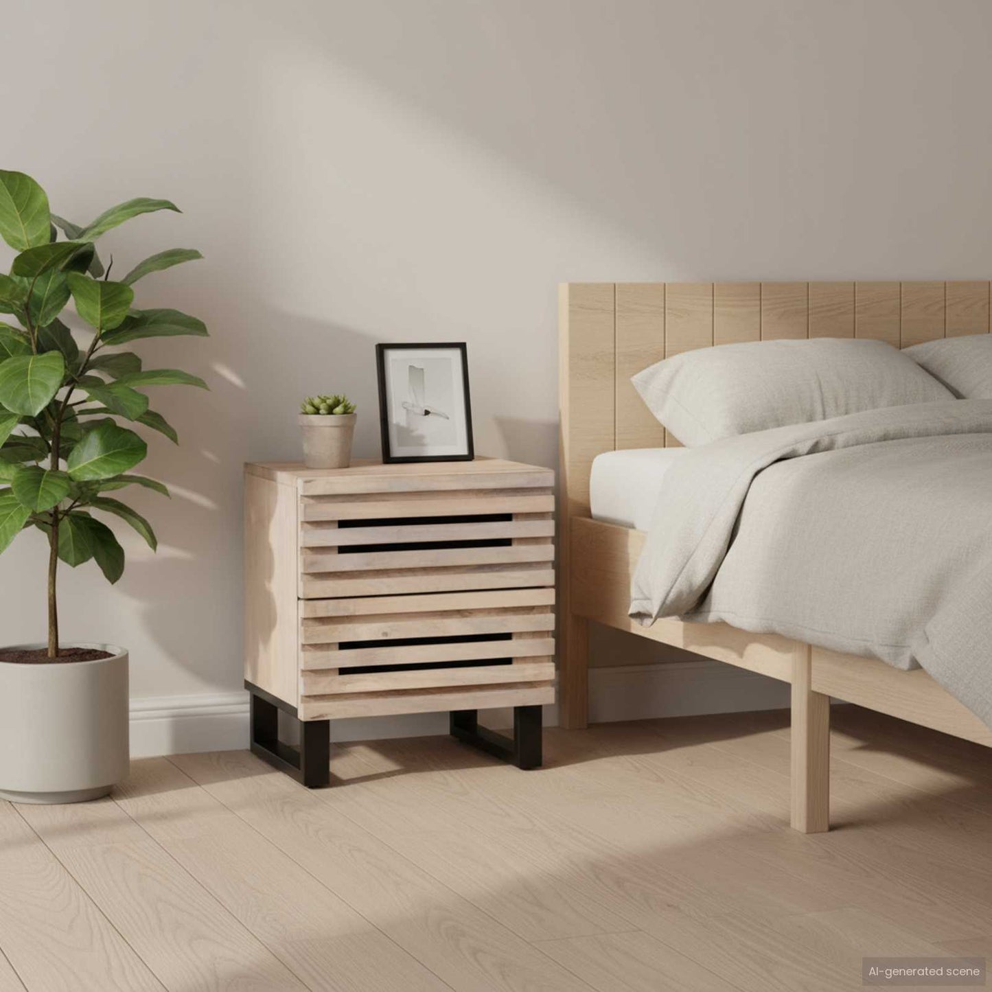vidaXL Κομοδίνα 2 τεμ. 40x34x46 εκ. από Μασίφ Ξεβαμμένο Ξύλο Μάνγκο