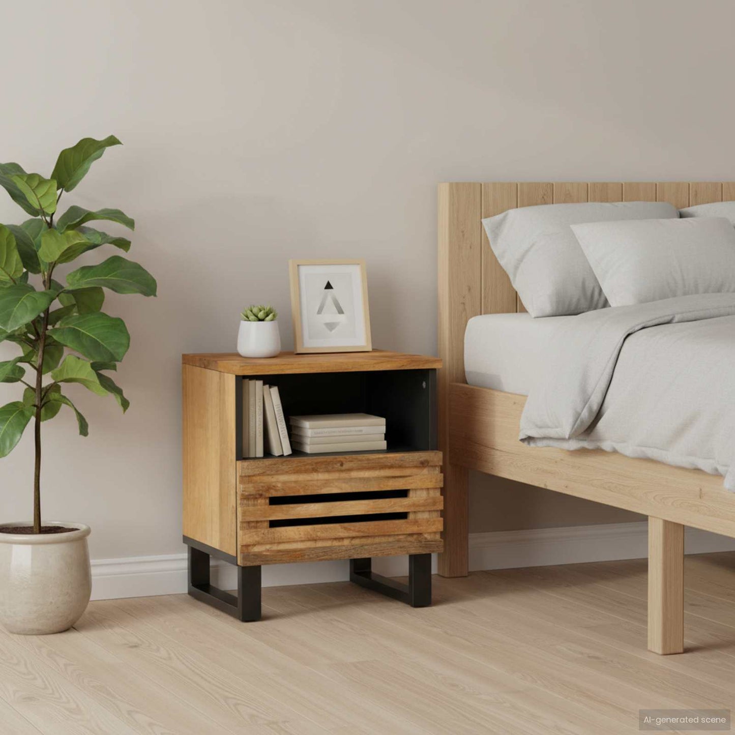 vidaXL Κομοδίνα 2 τεμ. 40 x 34 x 46 εκ. Ακατέργαστο Μασίφ Ξύλο Μάνγκο