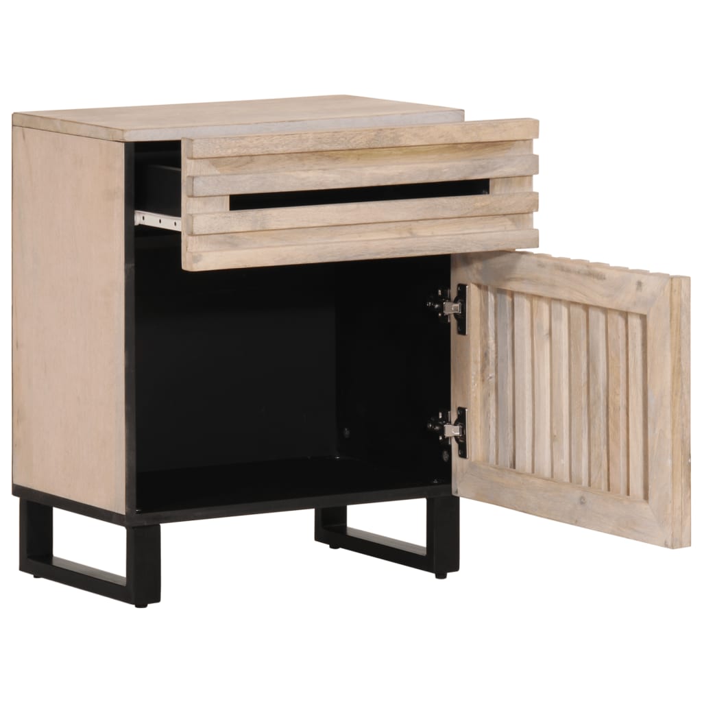 vidaXL Κομοδίνο Λευκό 50x34x60 εκ. από Μασίφ Ξύλο Μάνγκο