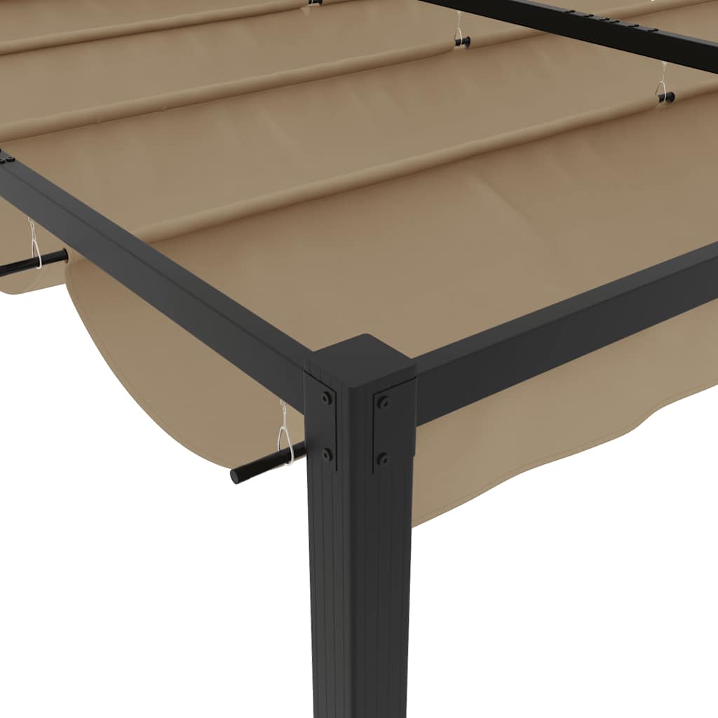 vidaXL Πέργκολα Κήπου με Πτυσσόμενη Οροφή Taupe 3 x 3 μ. Ατσάλινο