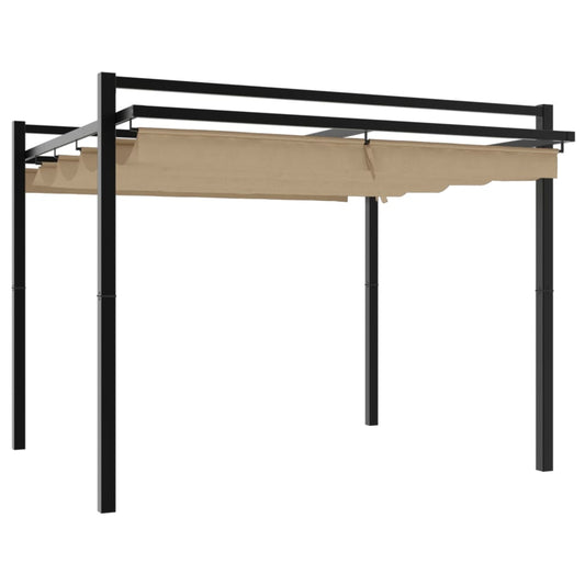vidaXL Πέργκολα Κήπου με Πτυσσόμενη Οροφή Taupe 3 x 3 μ. Αλουμίνιο