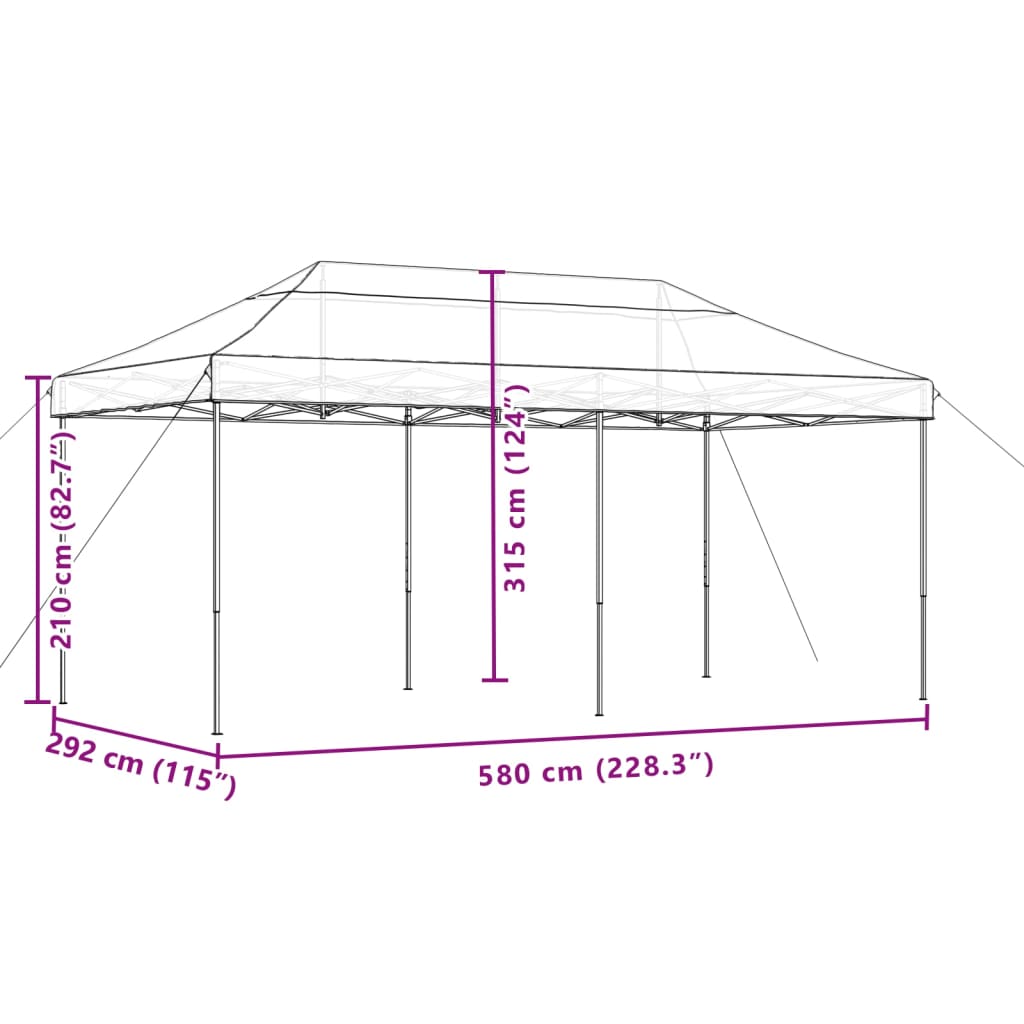 vidaXL Τέντα Εκδηλώσεων Πτυσσόμενη Pop-Up Μπορντό 580x292x315 εκ.