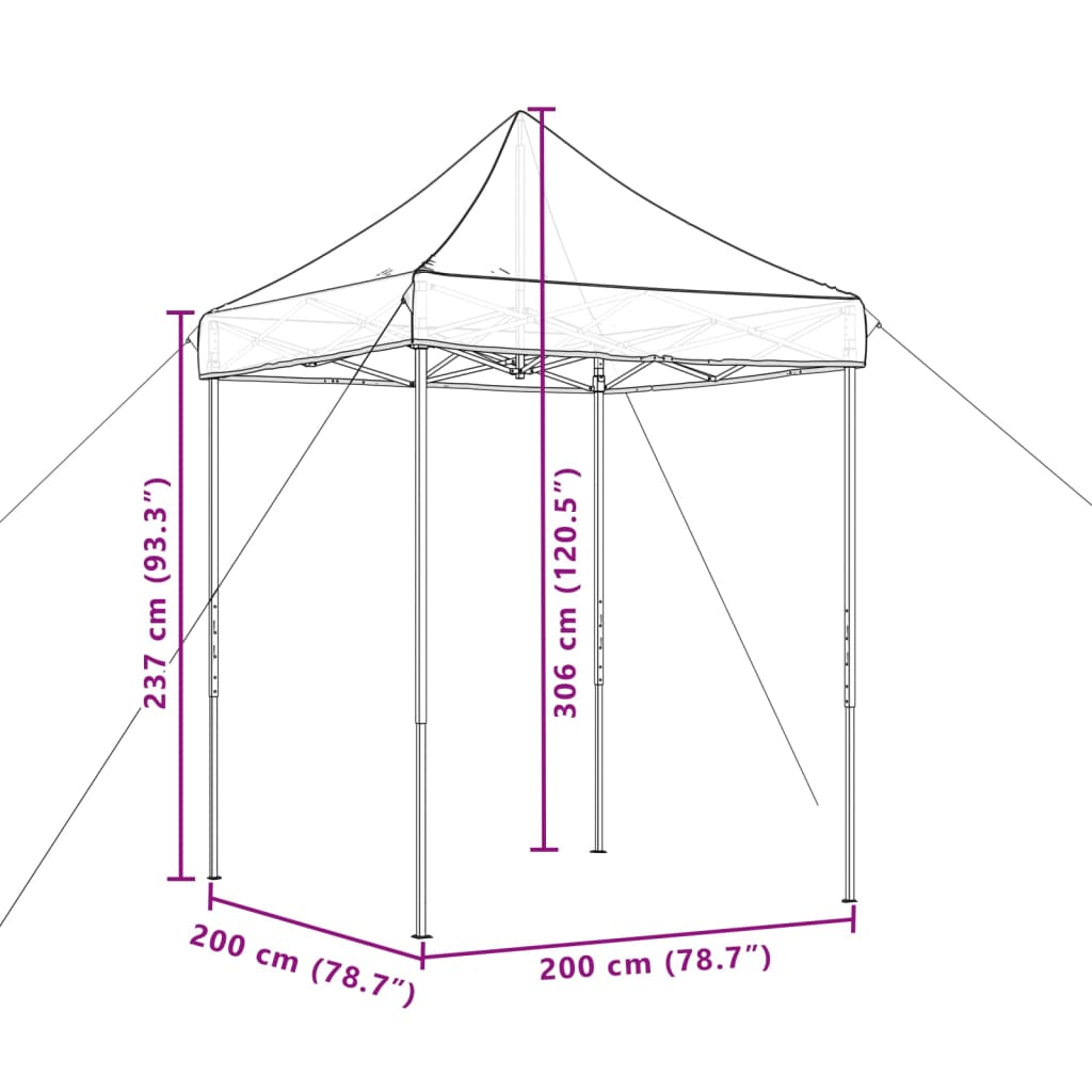 vidaXL Τέντα Εκδηλώσεων Πτυσσόμενη Pop-Up Καφέ 200x200x306 εκ.