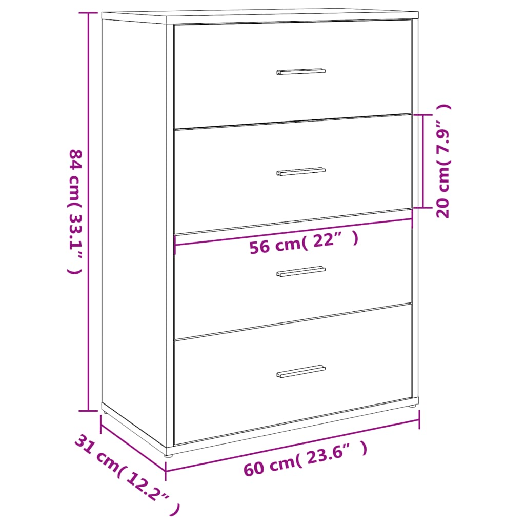 vidaXL Ντουλάπι Γκρι Σκυροδέματος 60x31x84 εκ. Επεξεργασμένο Ξύλο
