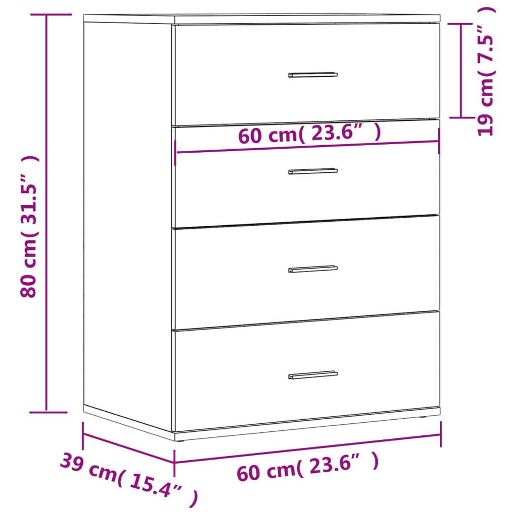 vidaXL Ντουλάπι Γκρι Σκυροδέματος 60x39x80 εκ. Επεξεργασμένο Ξύλο
