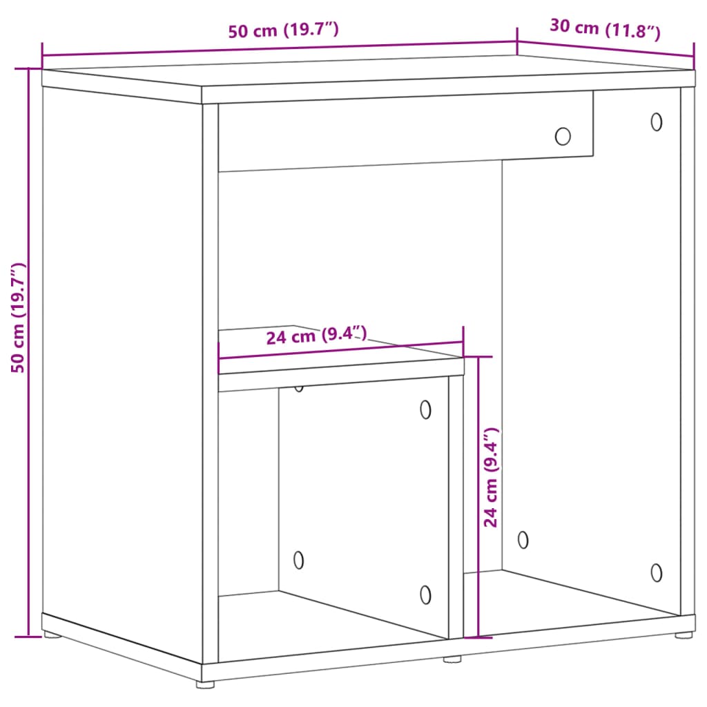 vidaXL Τραπέζια Βοηθητικά 2 τεμ Sonoma Δρυς 50x30x50 εκ. Επεξ. Ξύλο