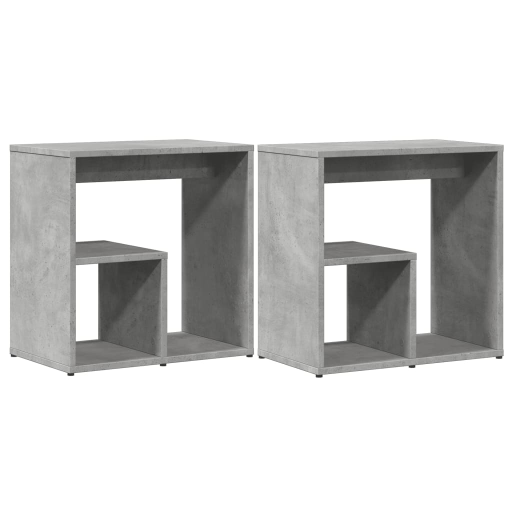 vidaXL Βοηθητικά Τραπέζια 2 τεμ Γκρι Σκυροδ. 50x30x50 εκ. Επεξ. Ξύλο