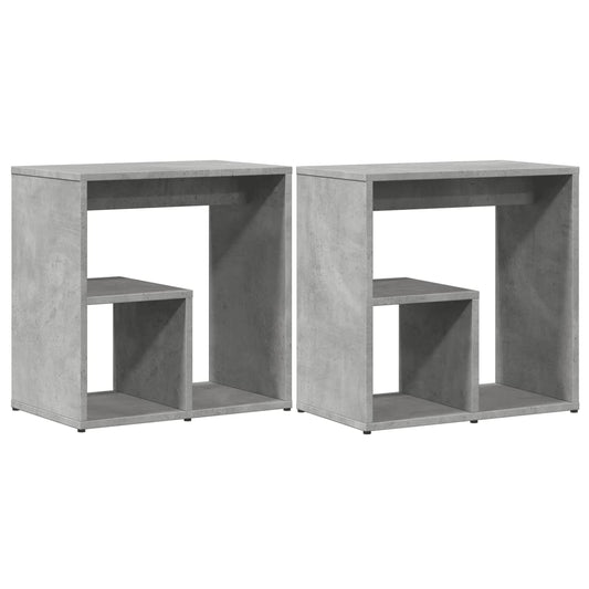vidaXL Βοηθητικά Τραπέζια 2 τεμ Γκρι Σκυροδ. 50x30x50 εκ. Επεξ. Ξύλο