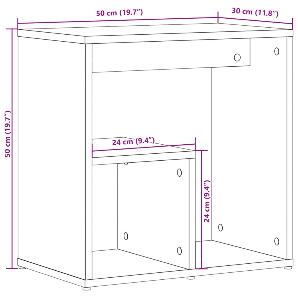 vidaXL Βοηθητικά Τραπέζια 2 τεμ Γκρι Sonoma 50x30x50 εκ. Επεξ. Ξύλο