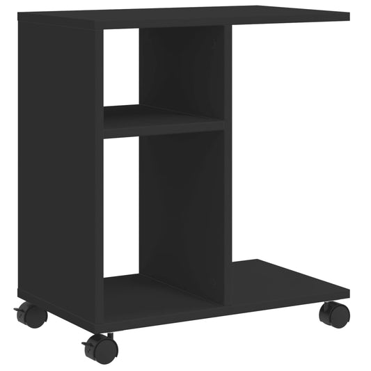 vidaXL Βοηθητικό Τραπέζι με Ρόδες Μαύρο 50x30x55 εκ. Επεξ. Ξύλο