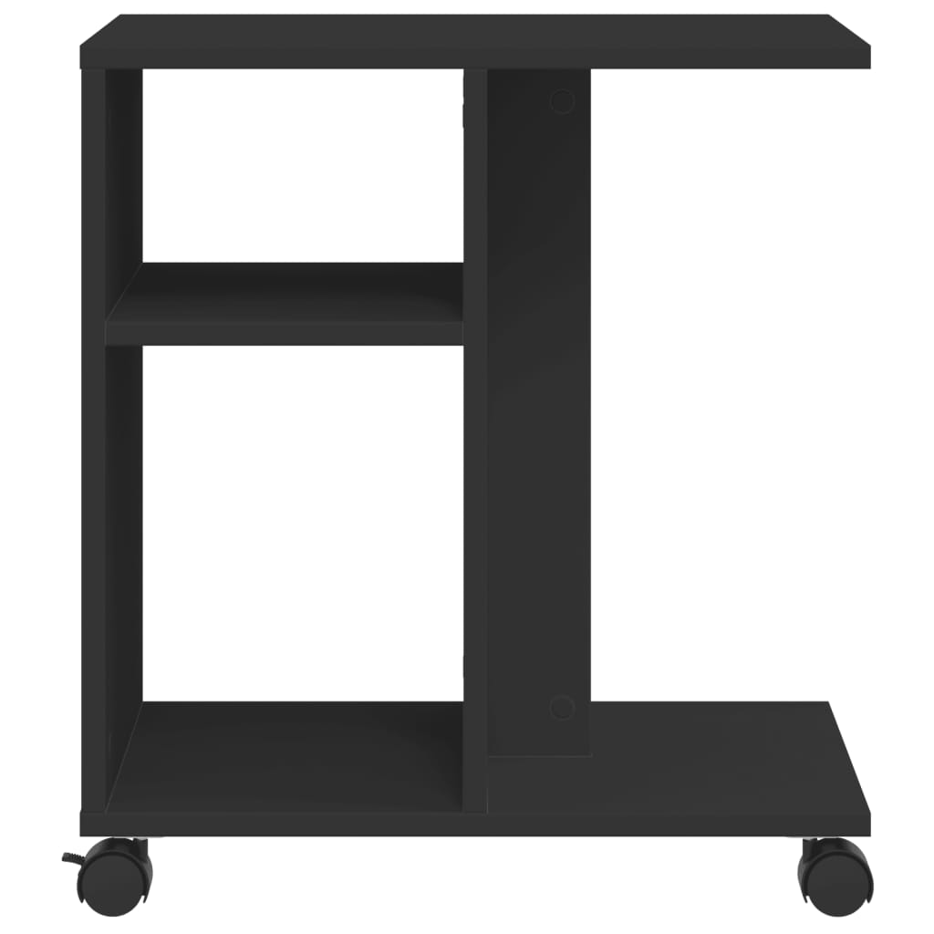 vidaXL Βοηθητικό Τραπέζι με Ρόδες Μαύρο 50x30x55 εκ. Επεξ. Ξύλο