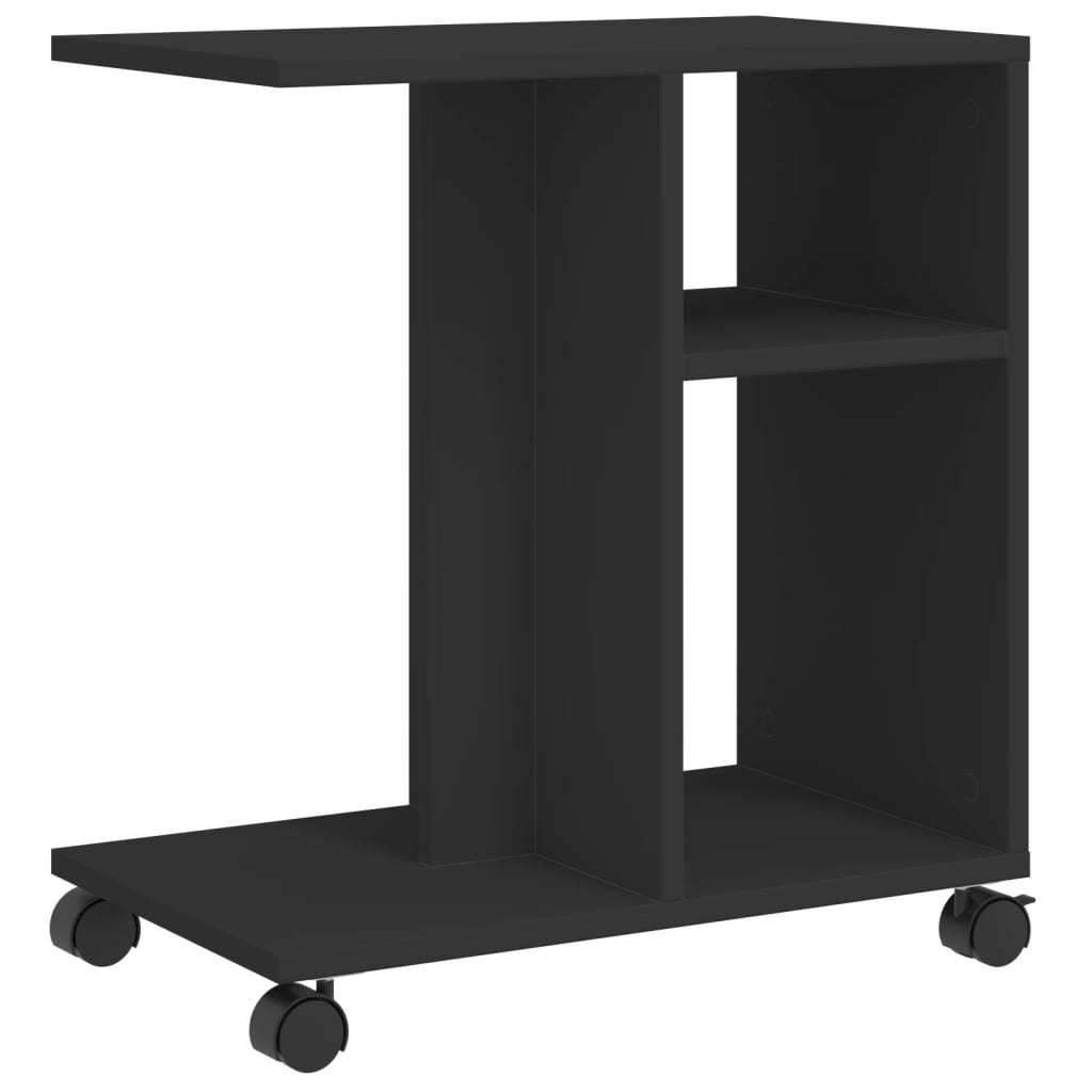 vidaXL Βοηθητικό Τραπέζι με Ρόδες Μαύρο 50x30x55 εκ. Επεξ. Ξύλο