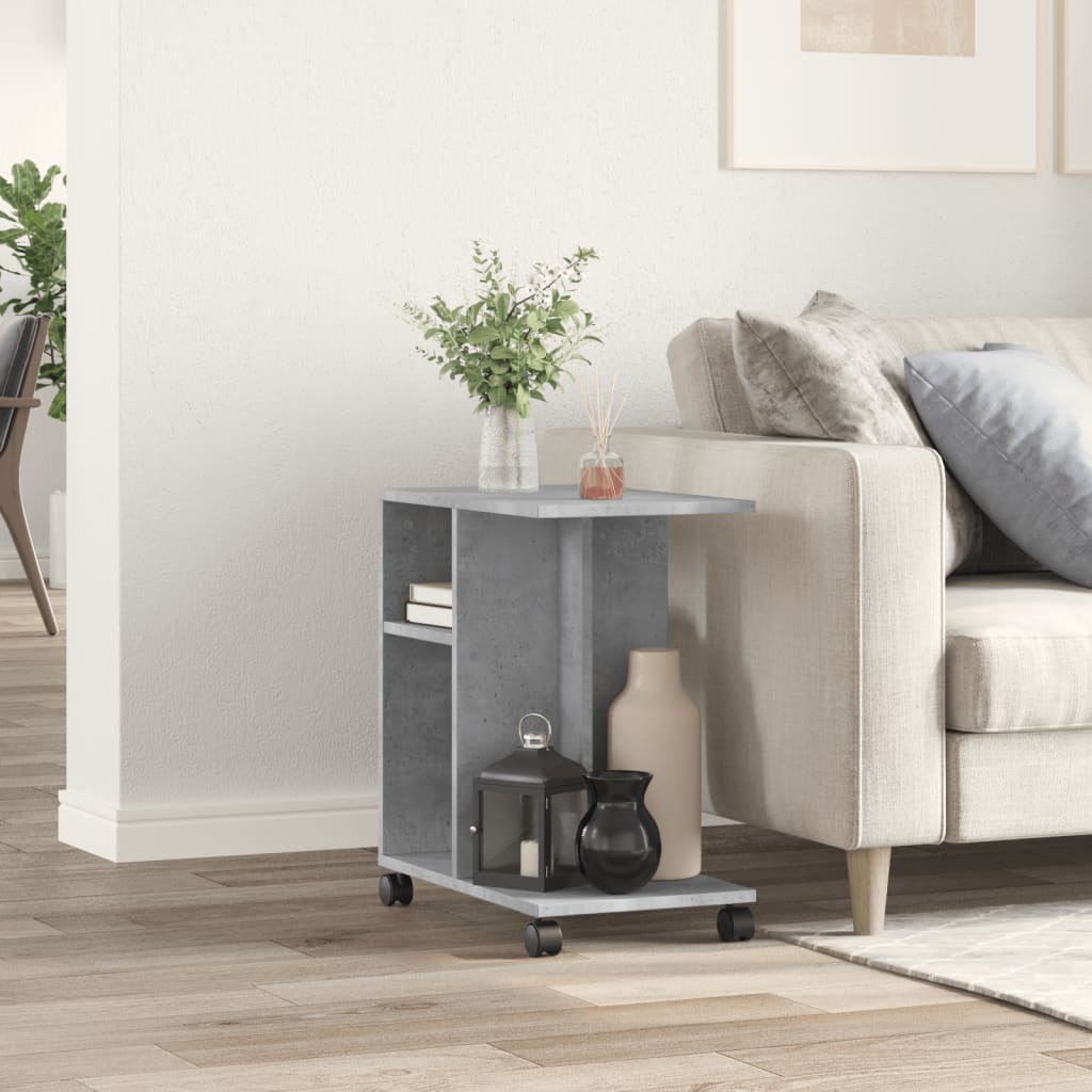 vidaXL Βοηθητικό Τραπέζι με Ρόδες Γκρι Σκυρ 50x30x55 εκ Επεξ. Ξύλο
