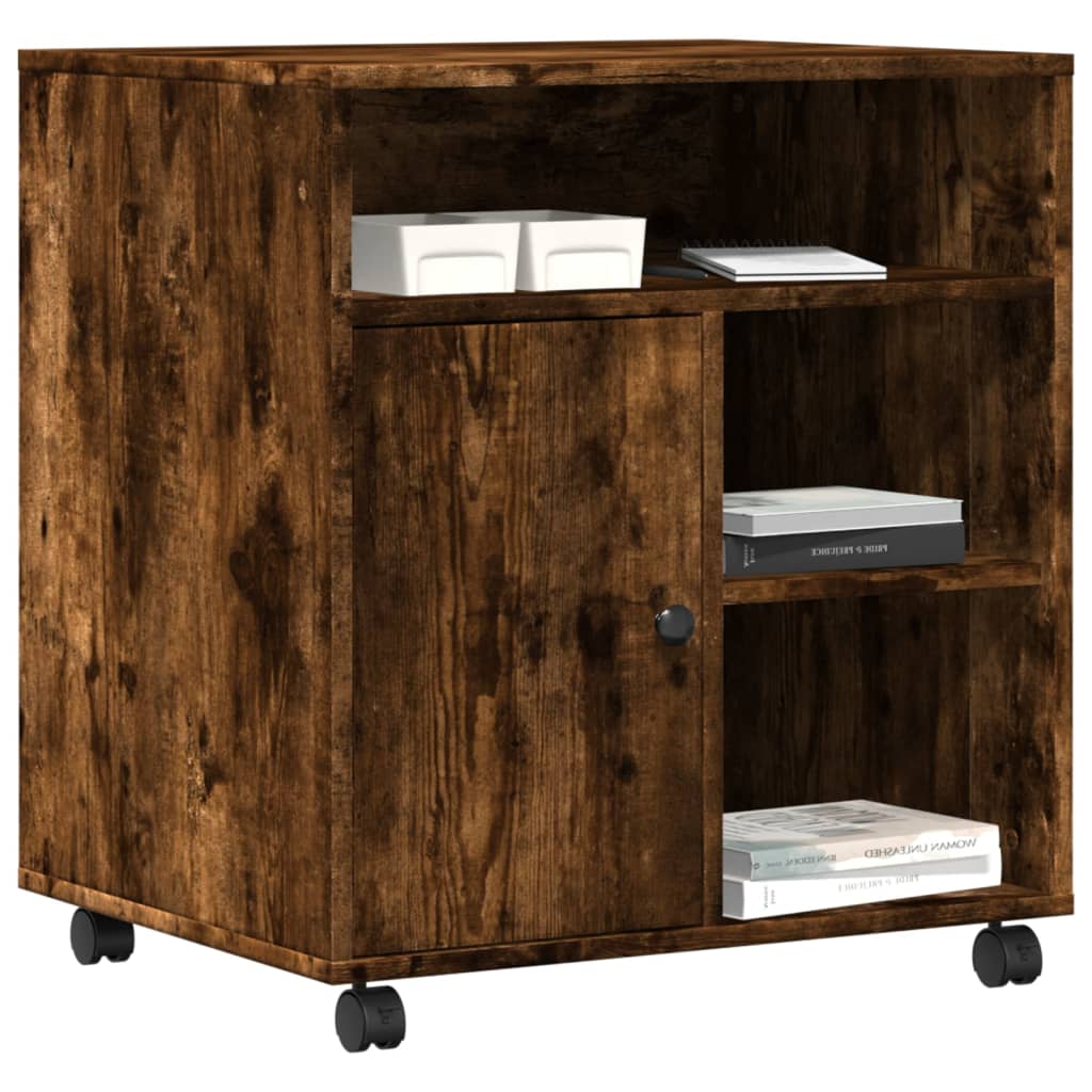 vidaXL Βάση Εκτυπωτή με Ρόδες Καπνιστή Δρυς 60x50x67 εκ.