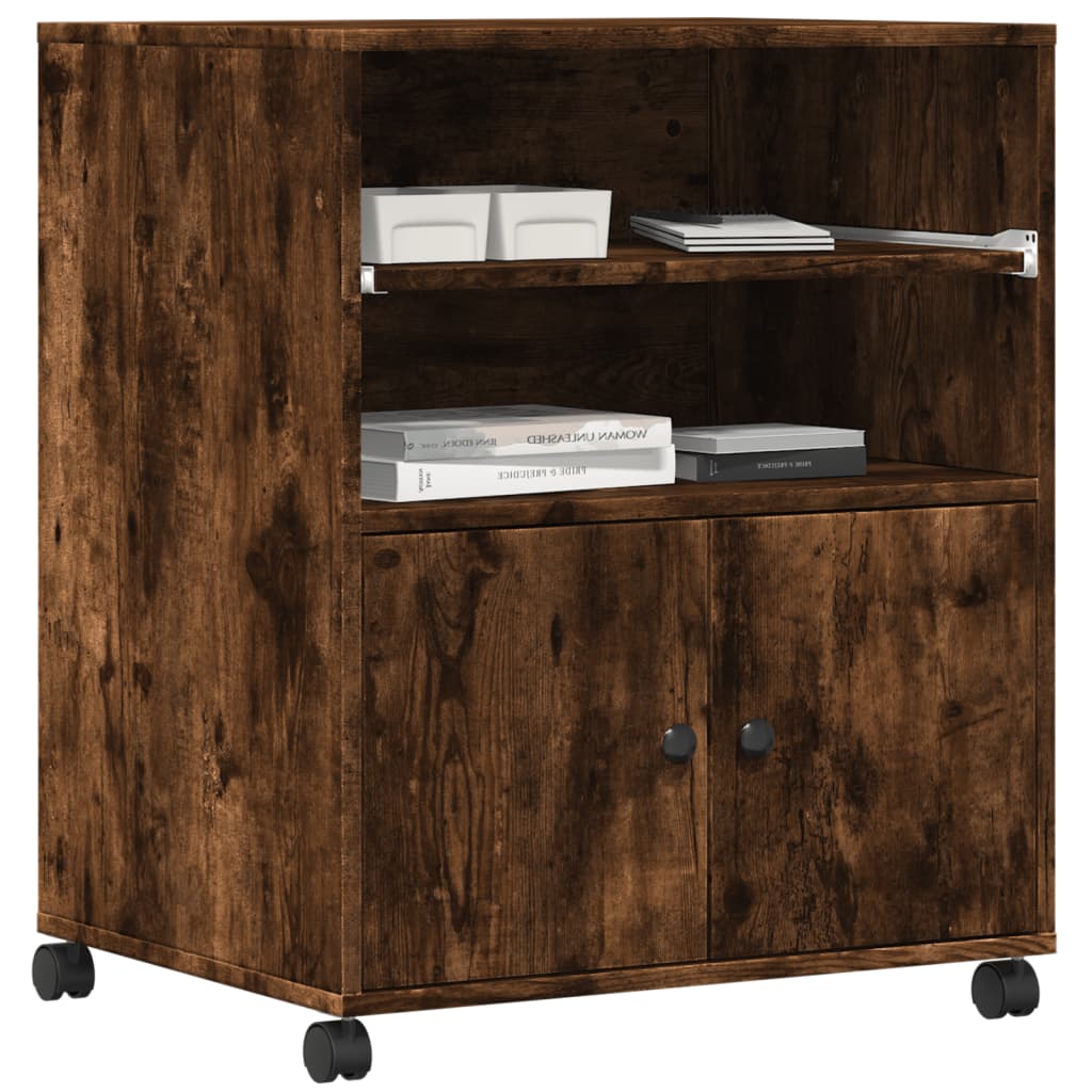 vidaXL Βάση Εκτυπωτή με Ρόδες Καπνιστή Δρυς 60 x 48 x 74 εκ.