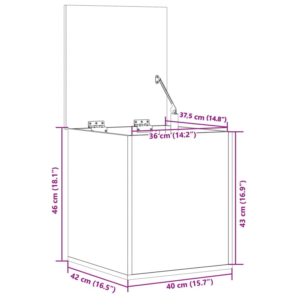 vidaXL Κουτί Αποθήκευσης Sonoma Δρυς 40x42x46 εκ. Επεξεργασμένο Ξύλο
