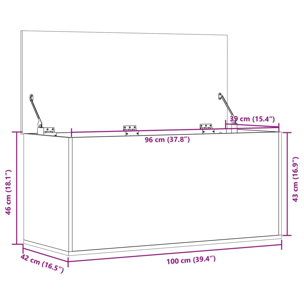 vidaXL Κουτί Αποθήκευσης Καπνιστή Δρυς 100x42x46εκ. Επεξεργασμένο Ξύλο