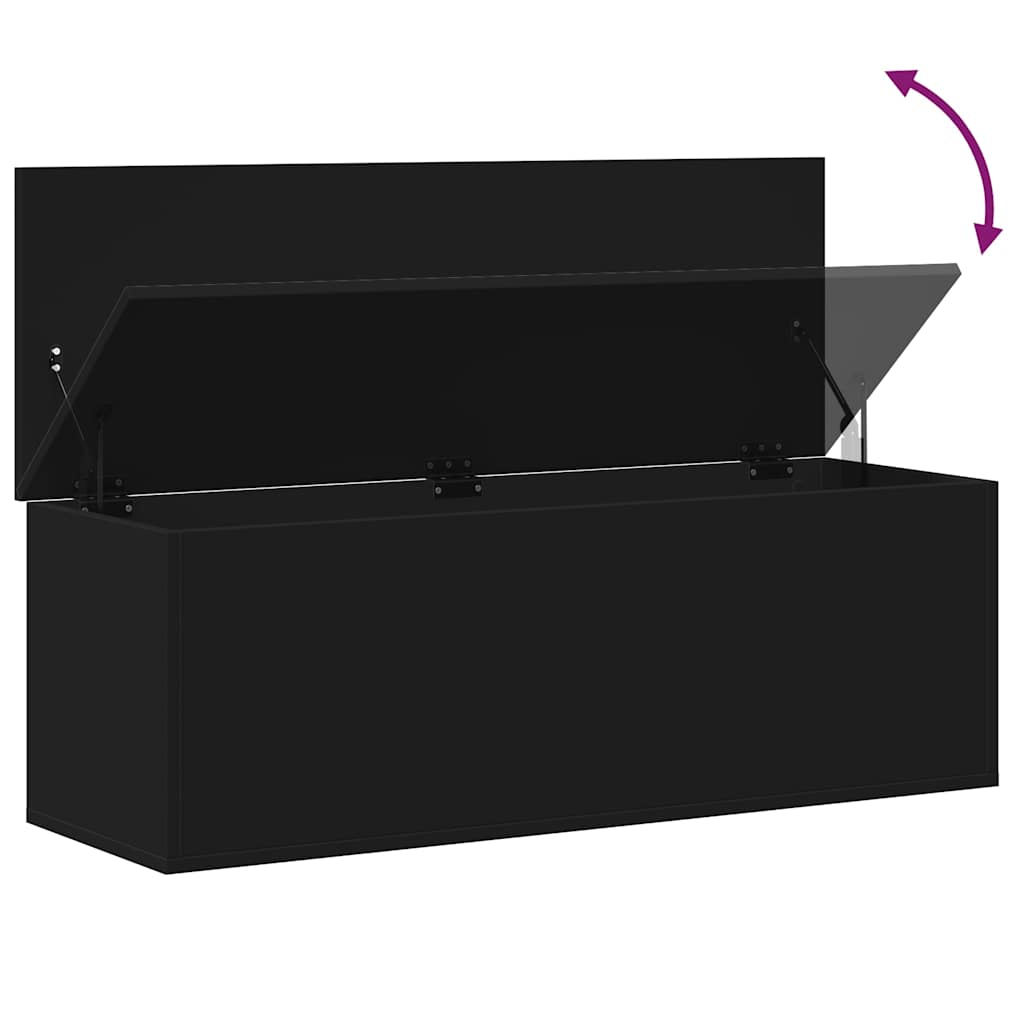 vidaXL Κουτί Αποθήκευσης Μαύρο 102x35x35 εκ. Επεξεργασμένο Ξύλο