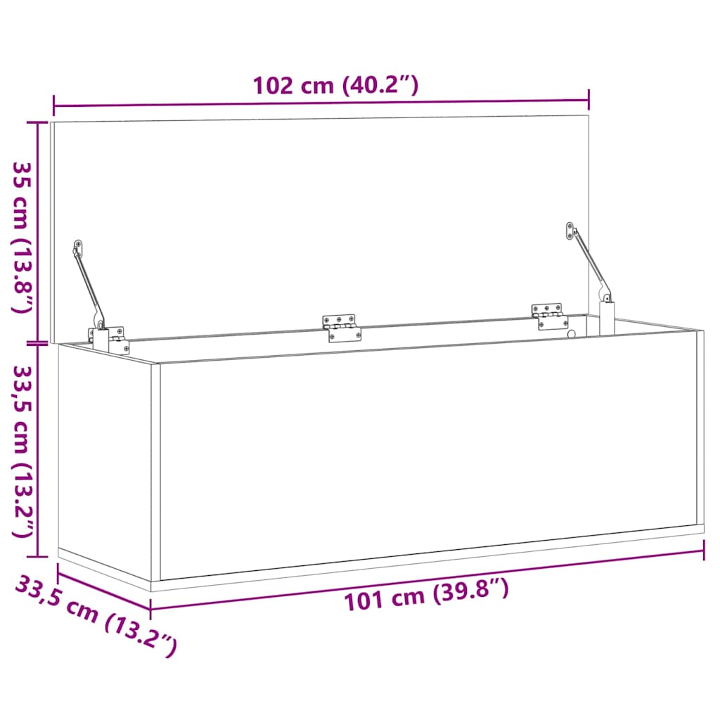 vidaXL Κουτί Αποθήκευσης Καπνιστή Δρυς 102x35x35εκ. Επεξεργασμένο Ξύλο