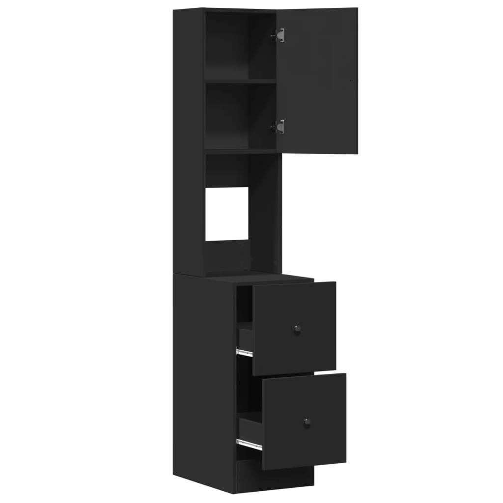 vidaXL Στήλη Κουζίνας Μαύρη 35 x 50 x 180 εκ. από Επεξεργασμένο Ξύλο