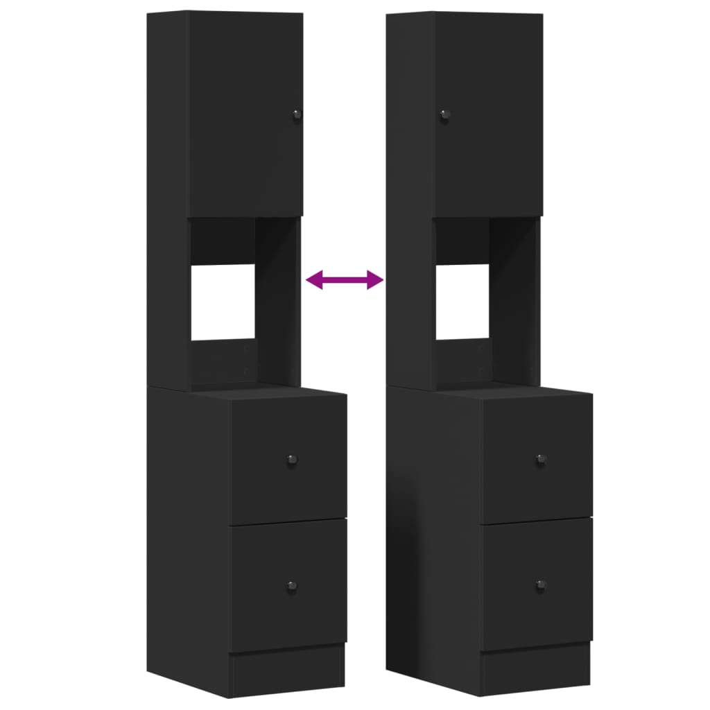 vidaXL Στήλη Κουζίνας Μαύρη 35 x 50 x 180 εκ. από Επεξεργασμένο Ξύλο