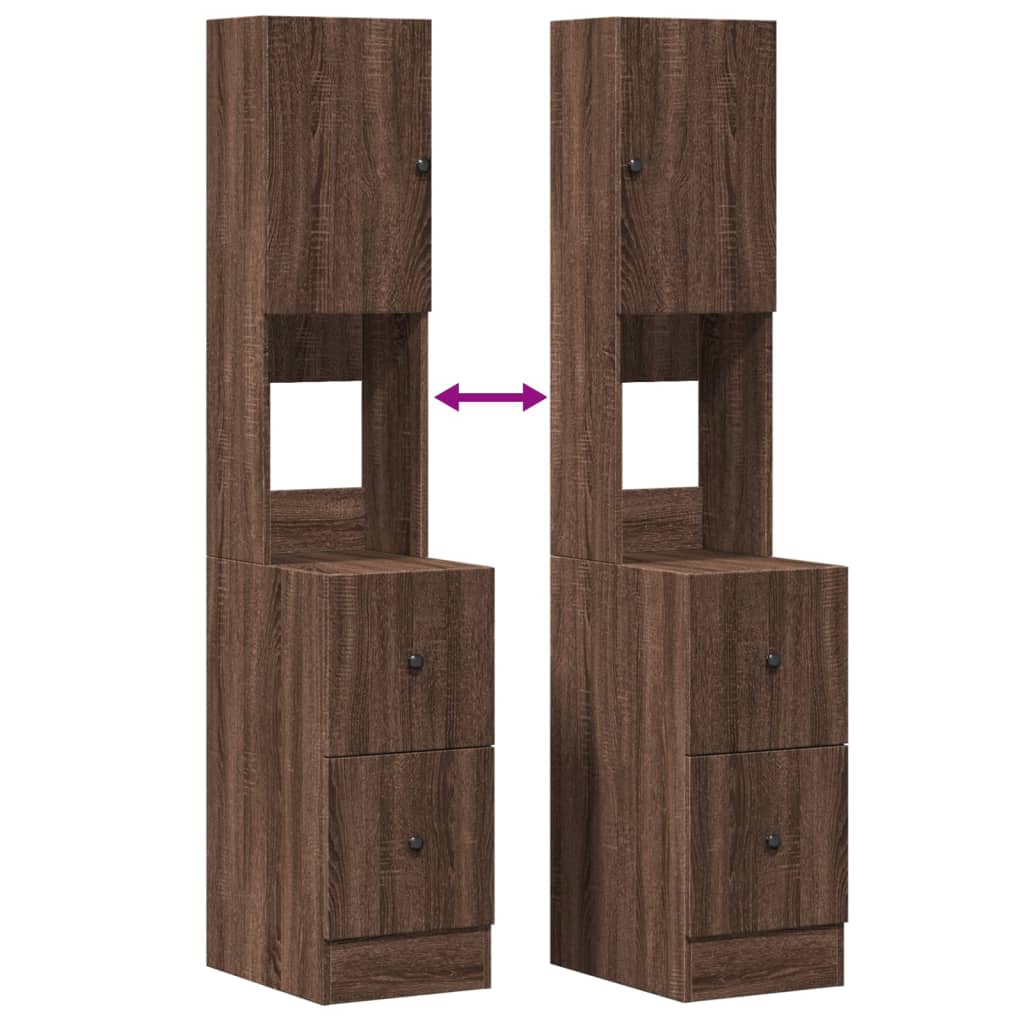 vidaXL Στήλη Κουζίνας Καφέ Δρυς 35x50x180 εκ. από Επεξεργασμένο Ξύλο