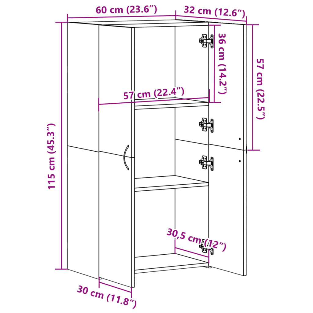 vidaXL Αρχειοθήκη Sonoma Δρυς 60x32x115 εκ. από Επεξεργασμένο Ξύλο