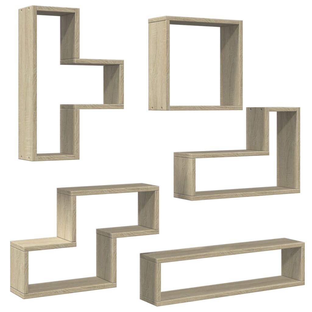 vidaXL Ραφιέρα Τοίχου Sonoma Δρυς 96x12x64 εκ. από Επεξεργασμένο Ξύλο