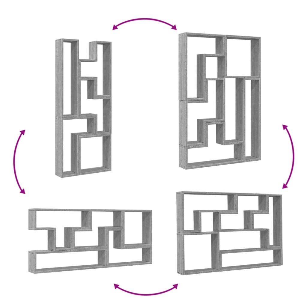 vidaXL Ραφιέρα Τοίχου Γκρι Sonoma 96x12x64 εκ. Επεξεργασμένο Ξύλο