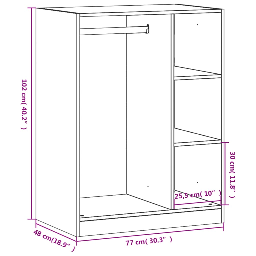 vidaXL Ντουλάπα Καπνιστή Δρυς 77 x 48 x 102 εκ. από Επεξεργασμένο Ξύλο