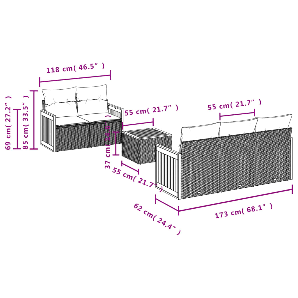 vidaXL Σετ Καναπέ Κήπου 6 τεμ. Μπεζ Συνθετικό Ρατάν με Μαξιλάρια