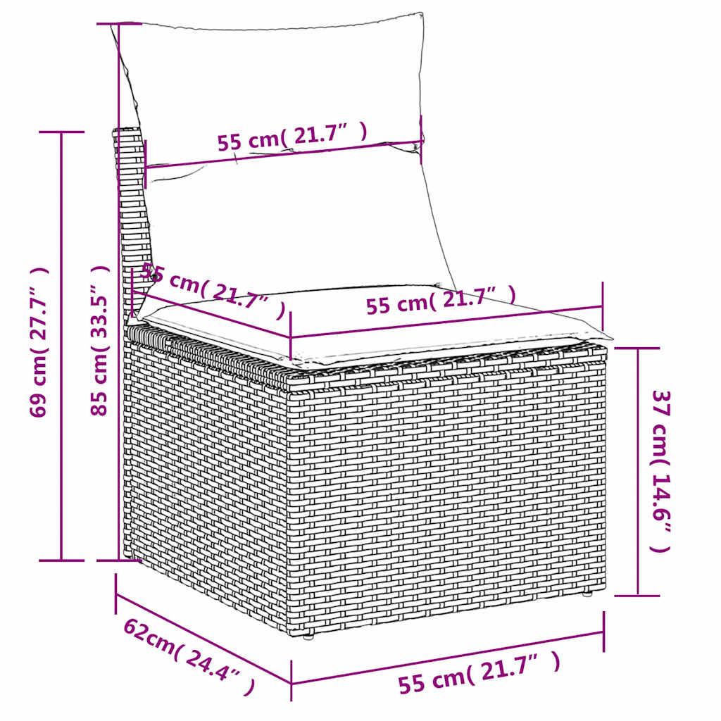 vidaXL Σετ Καναπέδων Κήπου 11 Τεμαχίων με Μαξιλάρια από Μαύρο Συνθετικό Ρατάν