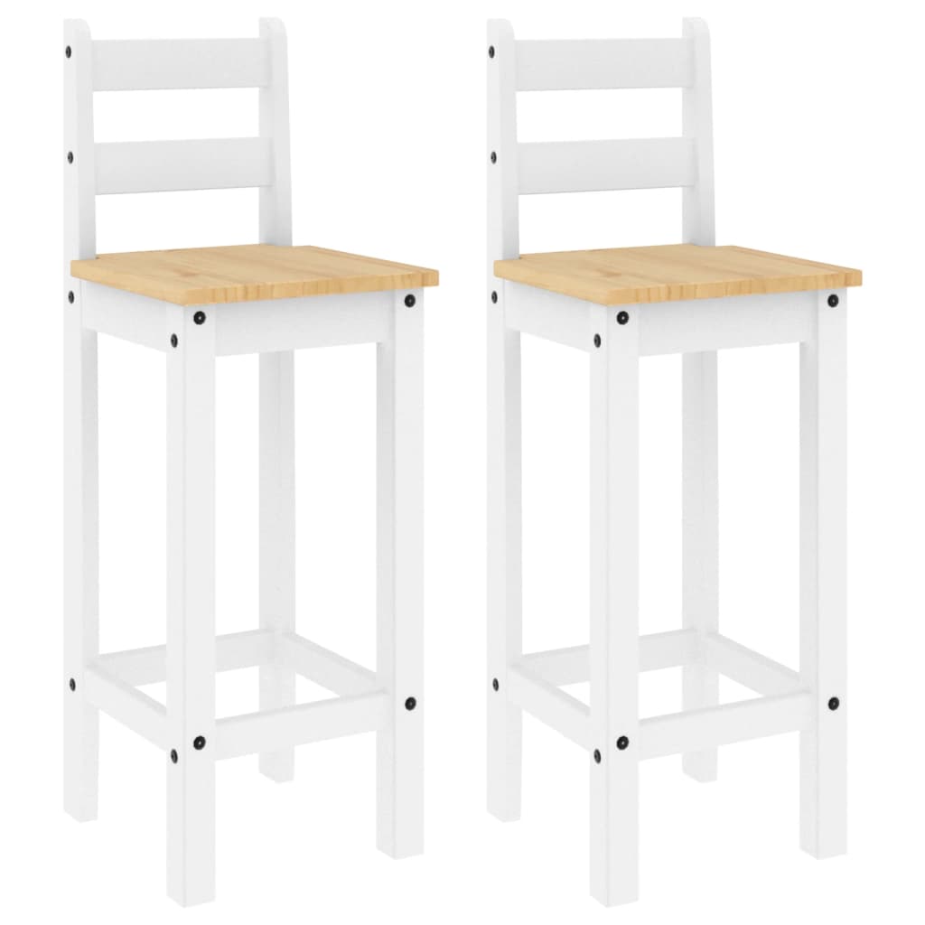 vidaXL Καρέκλες Μπαρ 2 τεμ. Λευκό Μασίφ Ξύλο Πεύκου