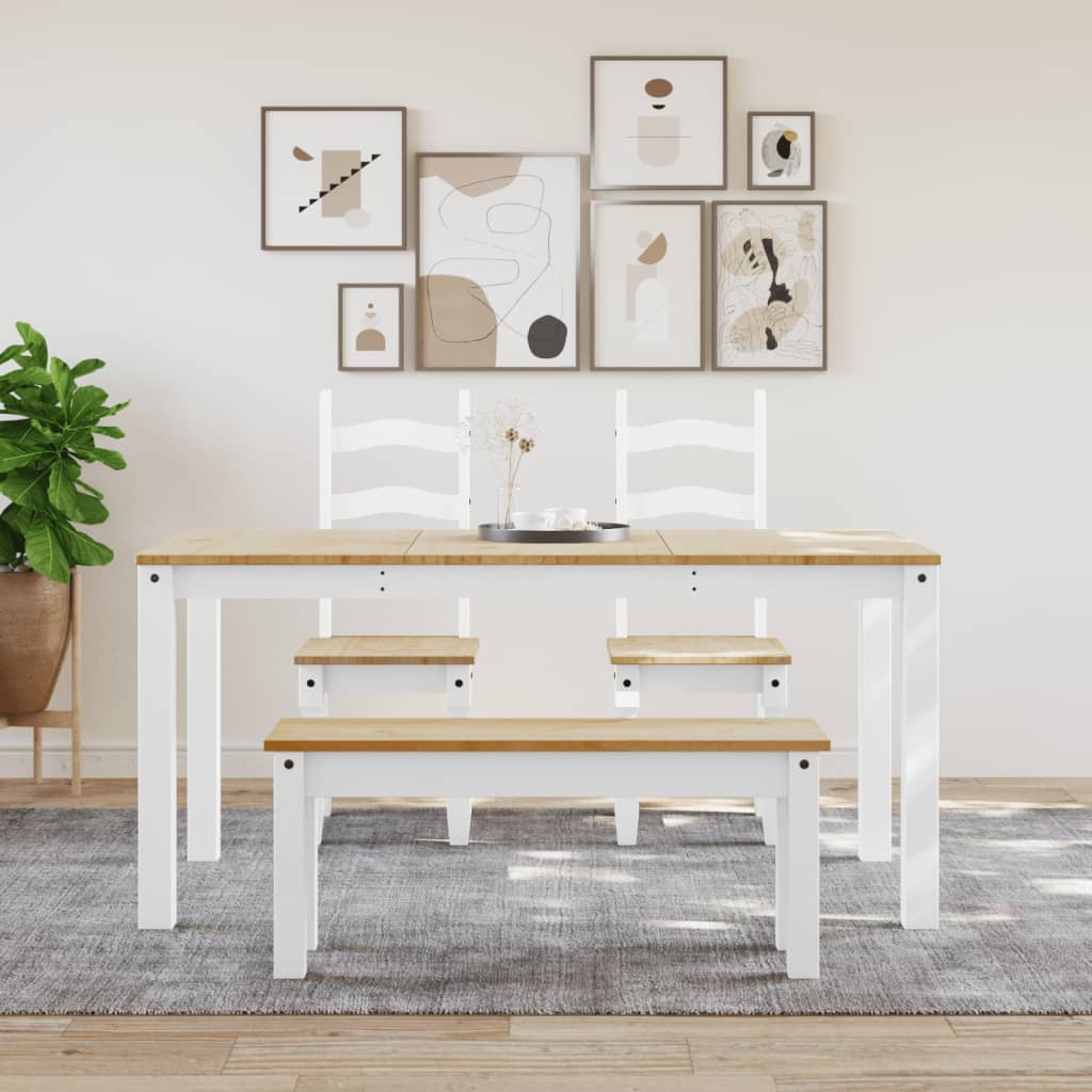 vidaXL Πάγκος Τραπεζαρίας PANAMA Λευκό 105x30x45 εκ. Μασίφ Ξύλο Πεύκου