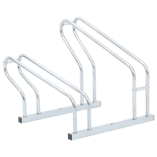 vidaXL Bike Stand for 2 Bikes Floor-Mounted Galvanized Steel