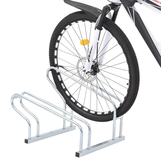 vidaXL Bike Stand for 2 Bikes Floor-Mounted Galvanized Steel