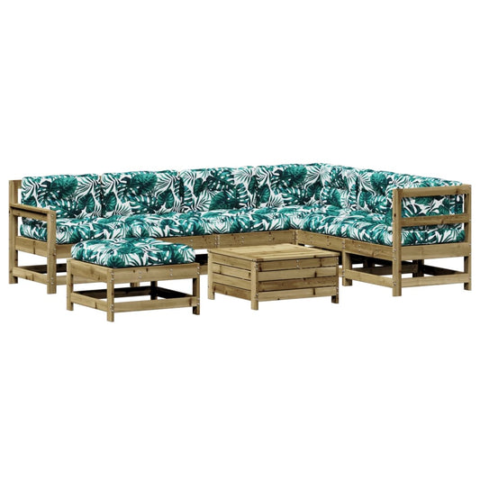 vidaXL Σαλόνι Κήπου Σετ 8 τεμ από Εμποτισμένο Ξύλο Πεύκου με Μαξιλάρια