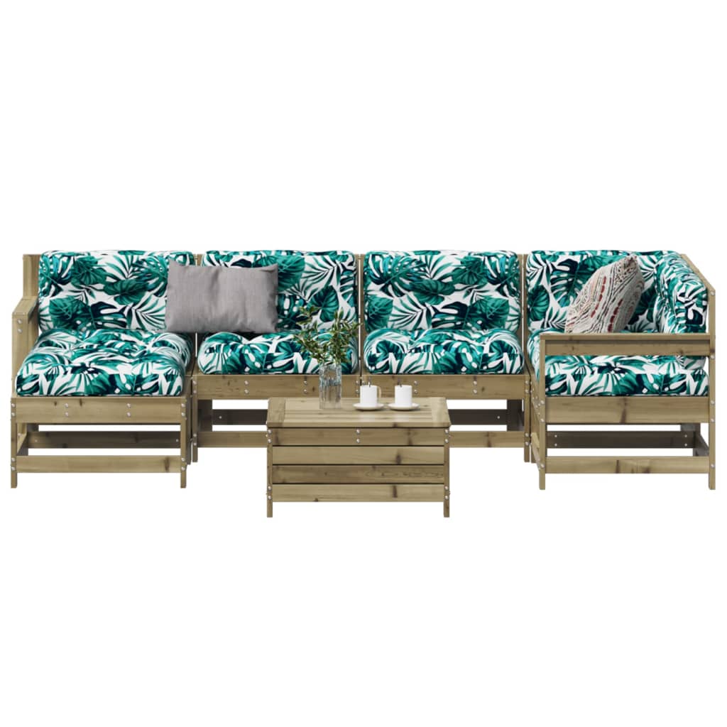 vidaXL Σαλόνι Κήπου Σετ 7 τεμ από Εμποτισμένο Ξύλο Πεύκου με Μαξιλάρια