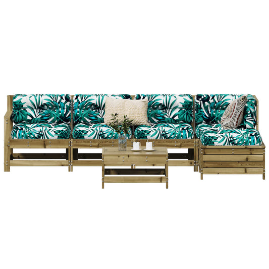 vidaXL Καναπές Κήπου Σετ 6 Τεμαχίων από Εμποτισμένο Ξύλο Πεύκου