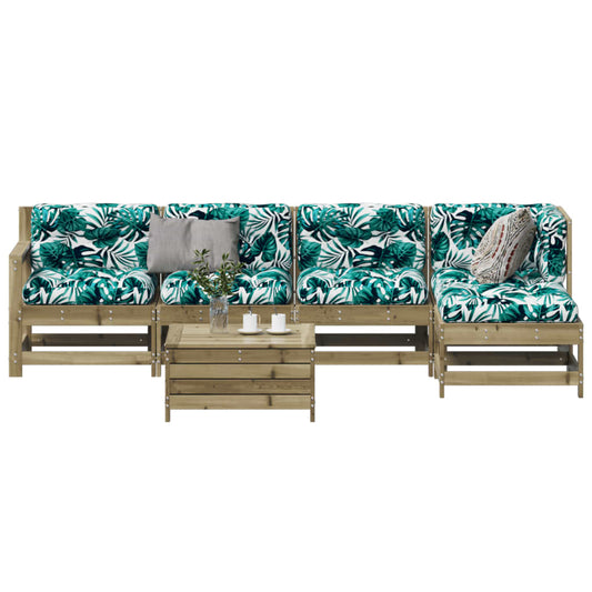 vidaXL Σαλόνι Κήπου Σετ 6 τεμ από Εμποτισμένο Ξύλο Πεύκου με Μαξιλάρια