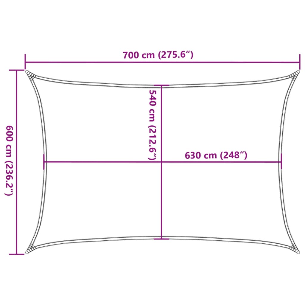 vidaXL Πανί Σκίασης Ορθογώνιο Ανοιχτό Γκρι 6x7 μ. HDPE 160 γρ./μ²