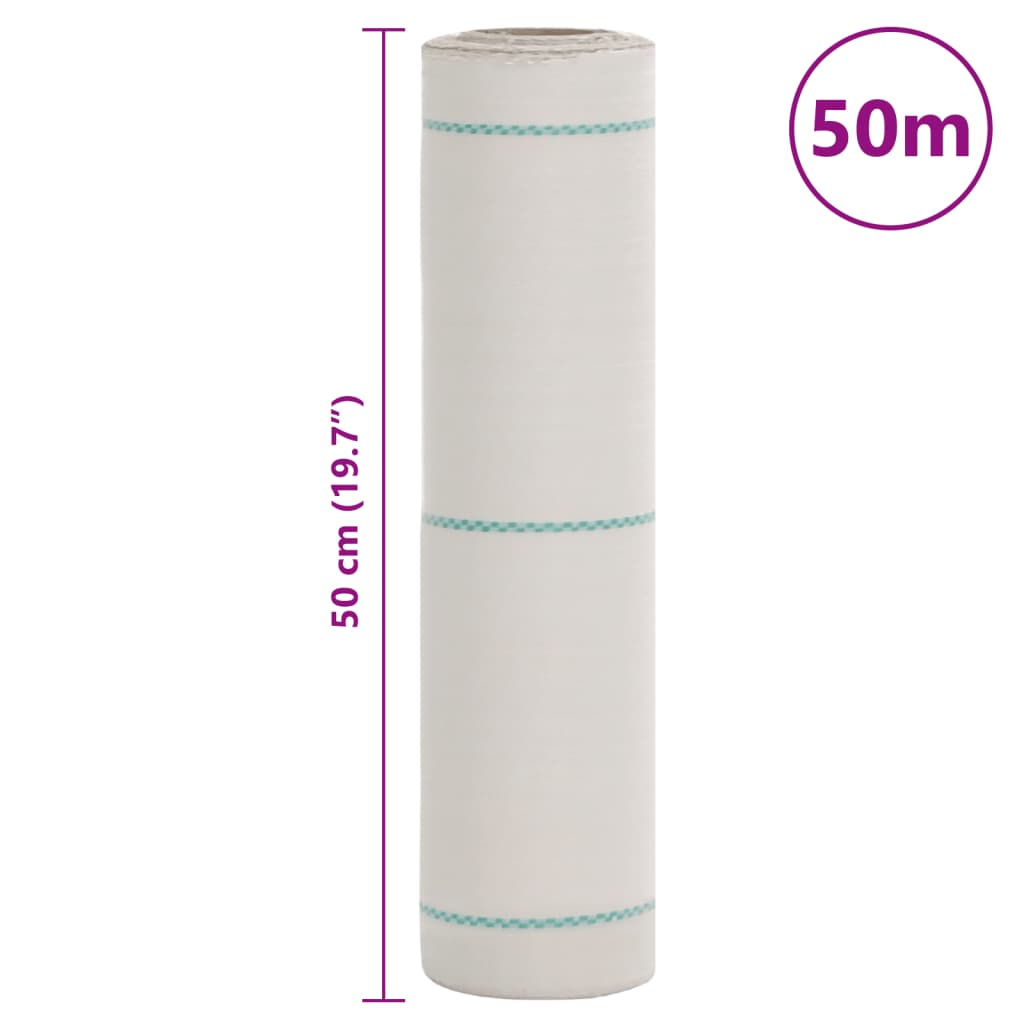 vidaXL Μεμβράνη Εδαφοκάλυψης Λευκή 0,5x50 μ. από Πολυπροπυλένιο