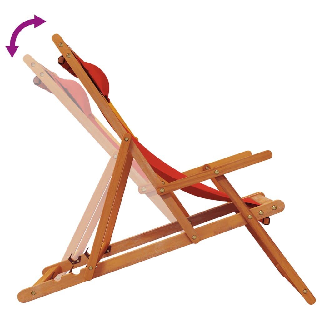 vidaXL Καρέκλες Παραλίας Πτυσσόμενες 2 τεμ. Κόκκινες Υφασμάτινες